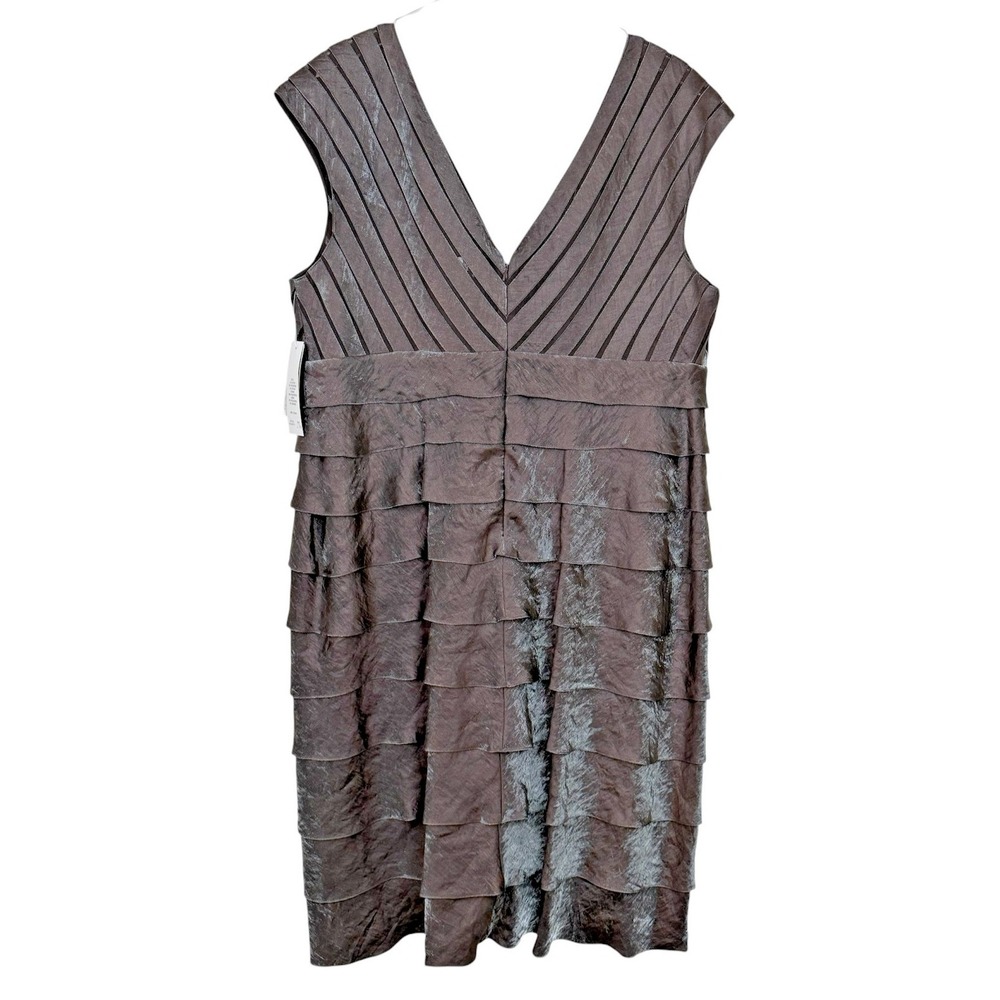 Adrianna Papell Dress Womens 20W Brown Tiered Ruffle Sheath Cocktail Party NEW - Picture 3 of 13